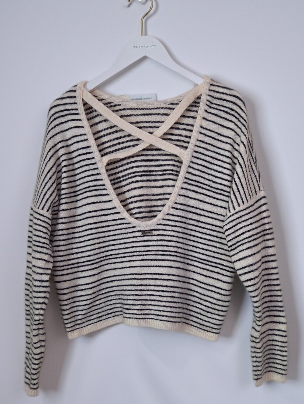 Billabong "To The Limits" Striped Open Back Sweater Size S